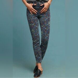 Pilcro Anthropologie patterned corduroy high rise skinny jeans